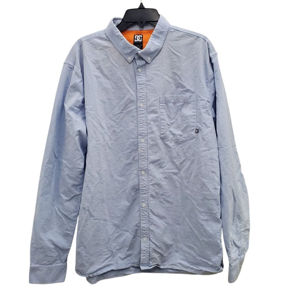 DC Shoes Men's Light Blue‎ Long Sleeve Button Up Pocket Work Shirt Size XXL